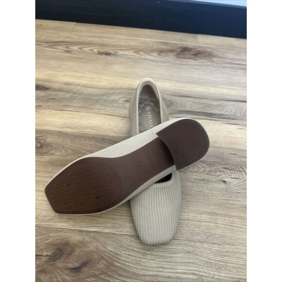 VIVAIA Melody Square Toe Knit Ballet Flats Beige/Cream Ribbed - EU 39/US 8 - 8.5 - Picture 5 of 7
